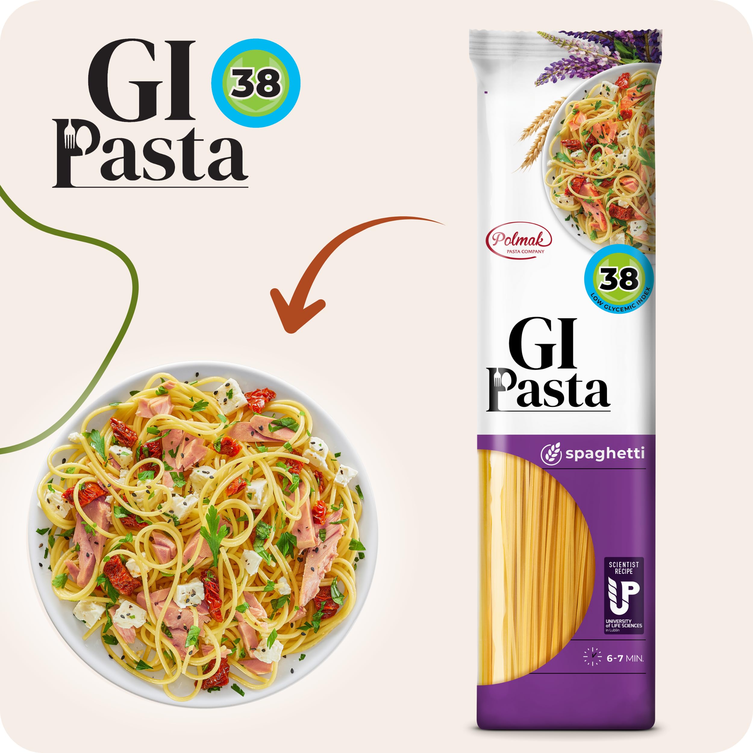 Spaghetti Nudeln für Diabetiker & Low Carb | Hergestellt aus Hartweizen | Low-Carb-Diät | Glykämischer Index 38 (6er pack)