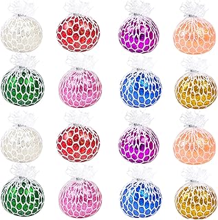 16 Pcs Kids Stress Balls,Squishy Stress Ball for Adults,Mesh Squishy Balls,Squishy Squeeze Balls Fidget Toys,globbles Stress Relief Toy,Stocking Stuffers,Cool Party Favors for Kids(16)