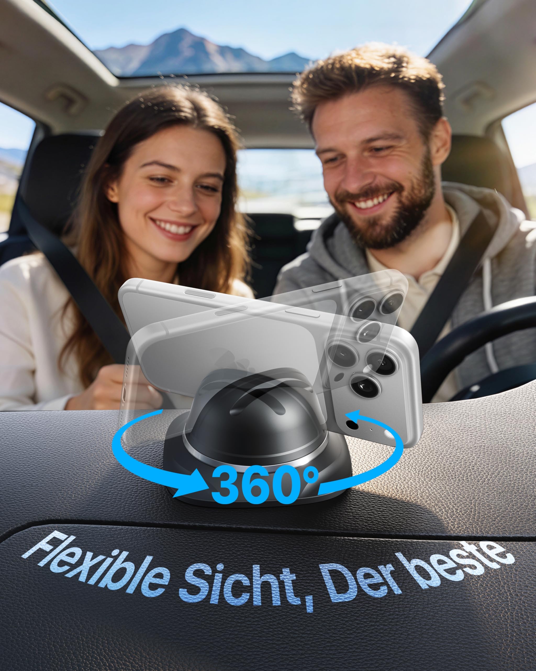 andobil 2026 Upgrade Handyhalterung Auto Armaturenbrett [1-Sekunden-Platzierung & Extreme Stabilität]-360°Drehbar Handy Halterung Auto saugnapf für iPhone 17/16/15/14/13 Pro Max Samsung S25 Ultra S24
