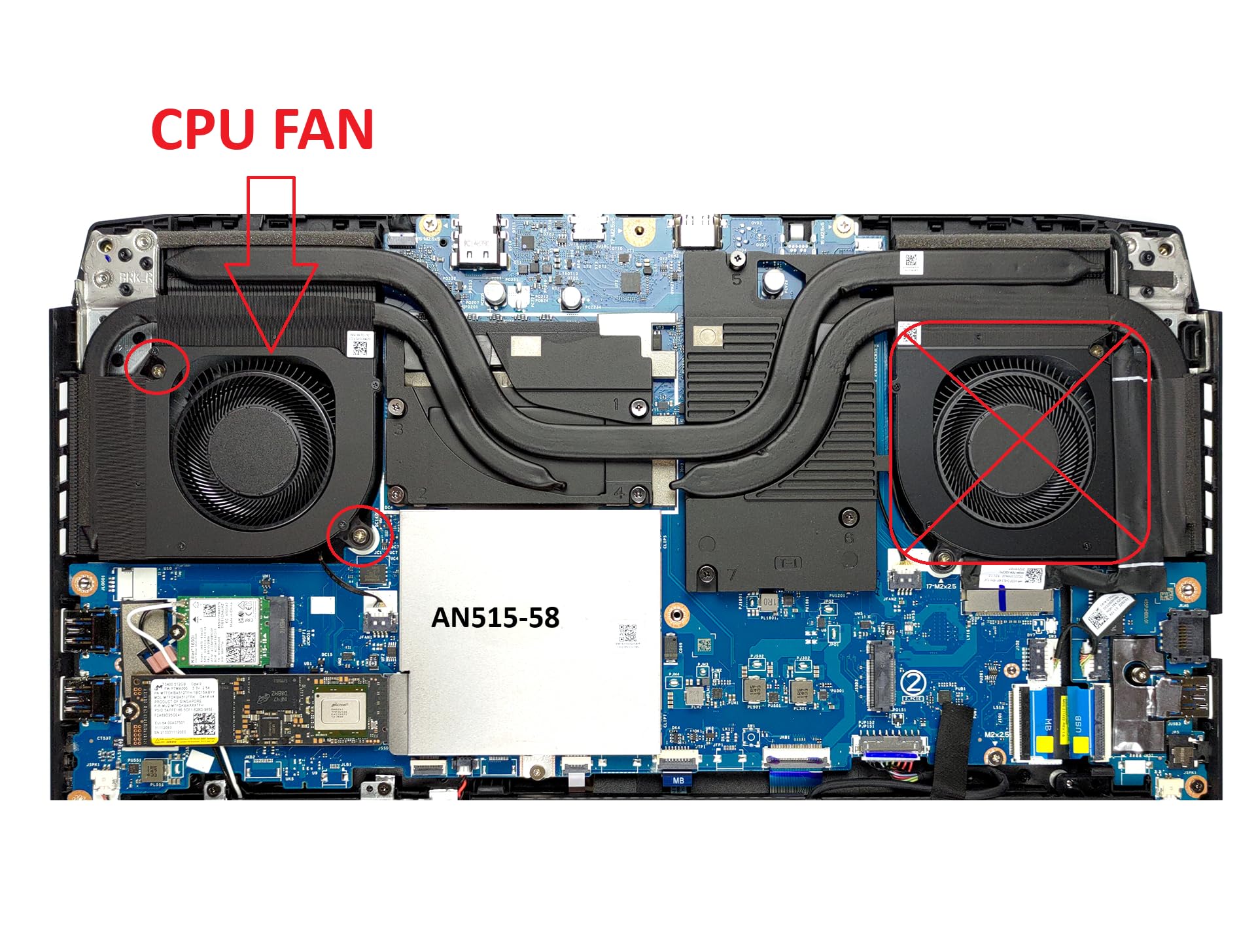 Ventilateur de refroidissement pour processeur Acer Nitro 5 AN515-58, AN515-46, AN517-55, Predator Helios 300 PH315-55, PH317-55 PH317-56, DFSCL12E16486M, DC280010VF0, DC280. 010 VD. 0, NS8CC19-21G12