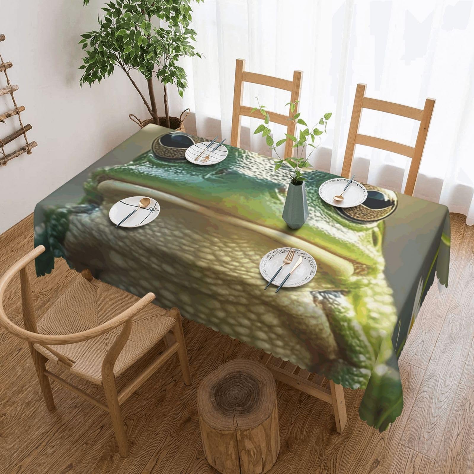Nappe grenouille mignonne déperlante 137x183cm pour table de jardin