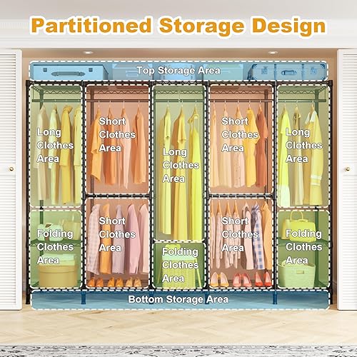 Miniatura 3 de H50C Perchero Extra Grande con Cubierta, Armario Portátil Independiente, Percheros de Ropa Cubiertos para Colgar Ropa, Perchero Resistente, Armario