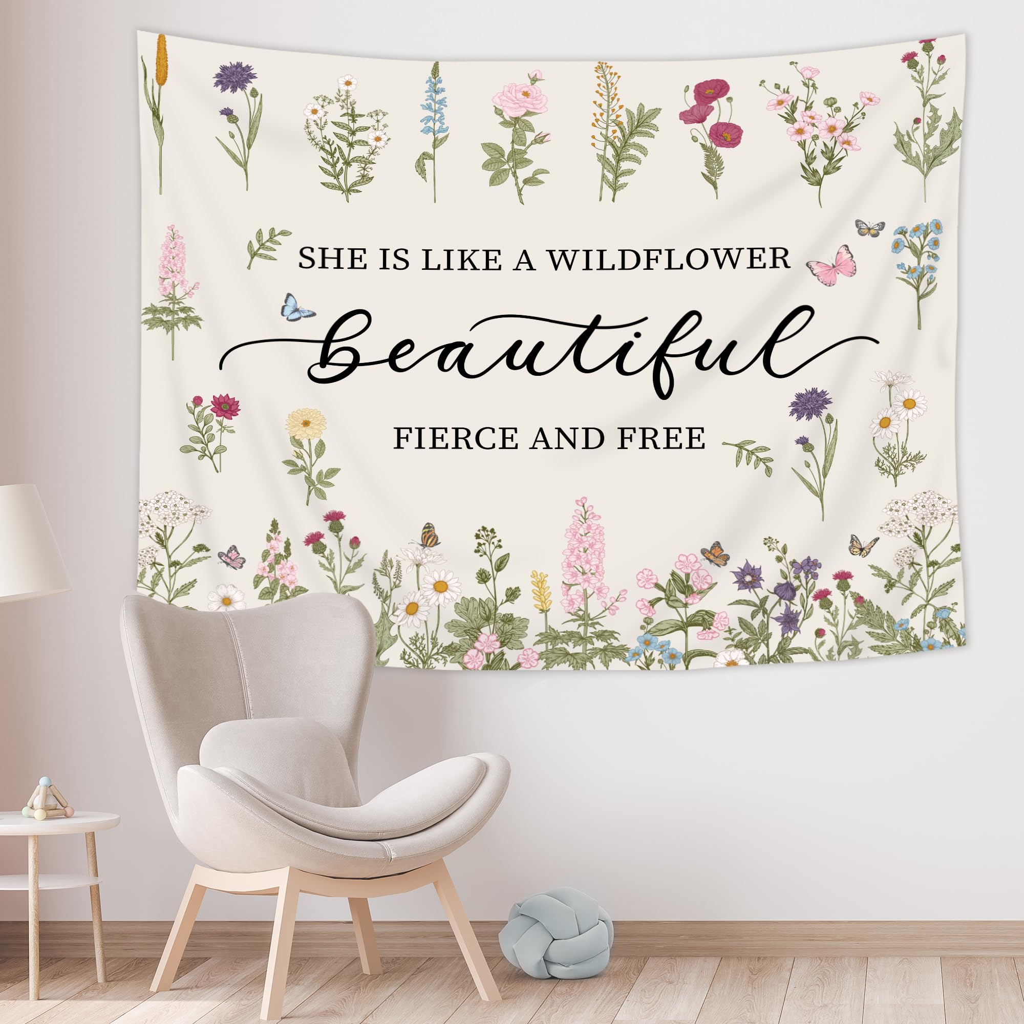 Riyidecor Floral Inspirational Quotes Tapestry Wall Hanging Botanical Plant 59Wx51H Inch Rustic Wildflower Farmhouse Motivational Natural Aesthetic Herbs Home Dorm Decor Art Living Room Bedroom