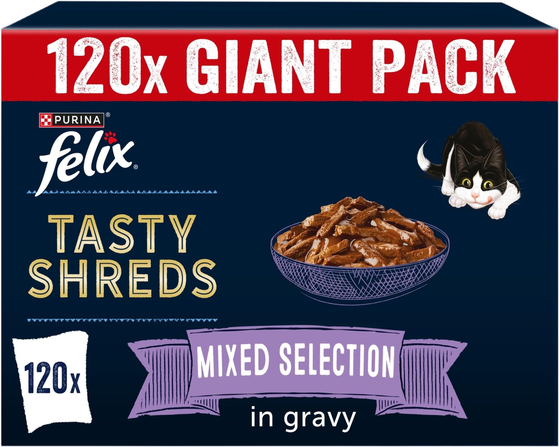 Tasty Shreds Mixed Selection in Gravy Wet Cat Food 120x80g