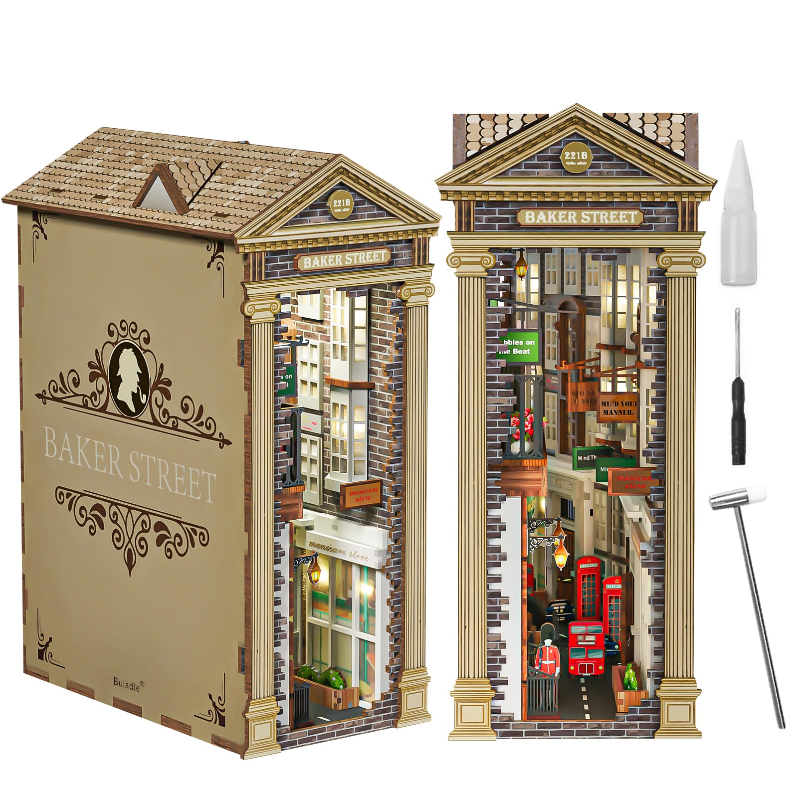 3D Puzzle,DIY Miniature Dollhouse for Collectors and Bookshelf Decorations,DIY Book Nook Kit with Button Light