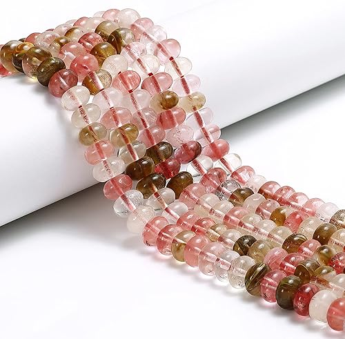 JM Design Cherry Fire - Cuentas de cuarzo liso de 0.197 x 0.315 in, 15.5 pulgadas, hebra para fabricación de joyas