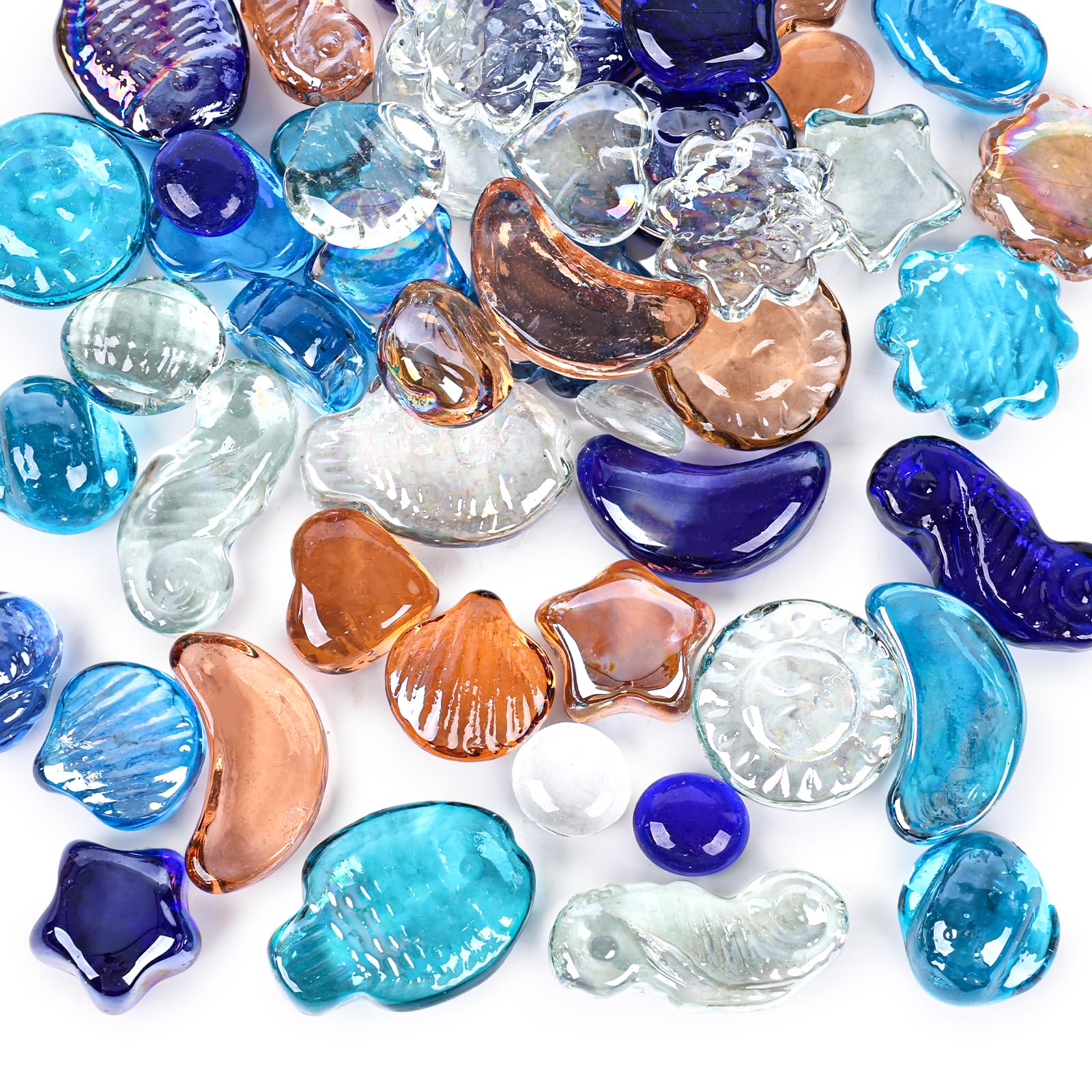 HAKACC 910 g de pierres de verre colorées, galets de verre, bâton, pierres décoratives pour vases, plantes, mariages, aquariums