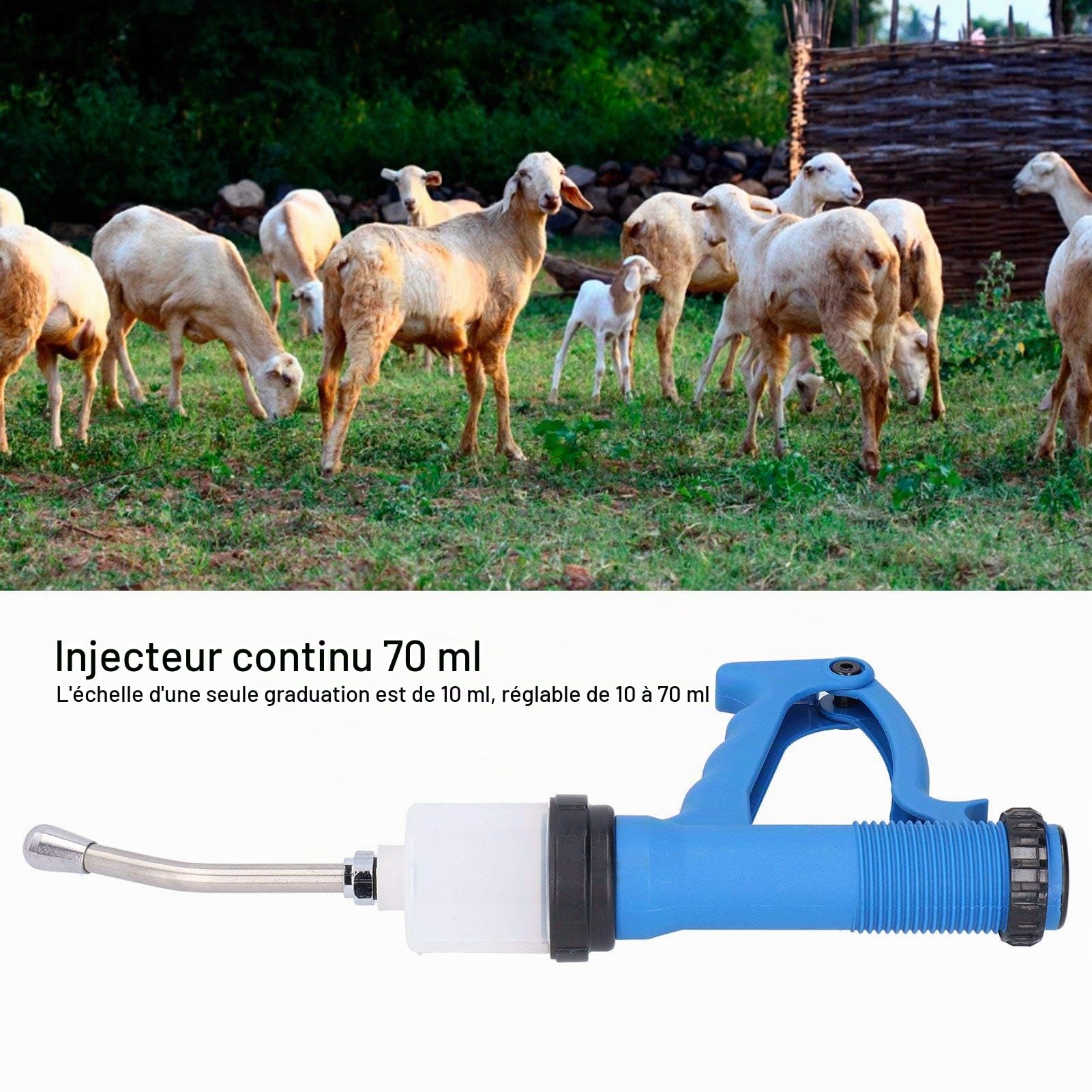 Seringue Continue Seringue Pour Bétail Injecteur Continu Réglable Seringue Pour Bétail Pistolet Injecteur Accessoire Vétérinaire Pour Porcs Bovins Moutons 70 Ml