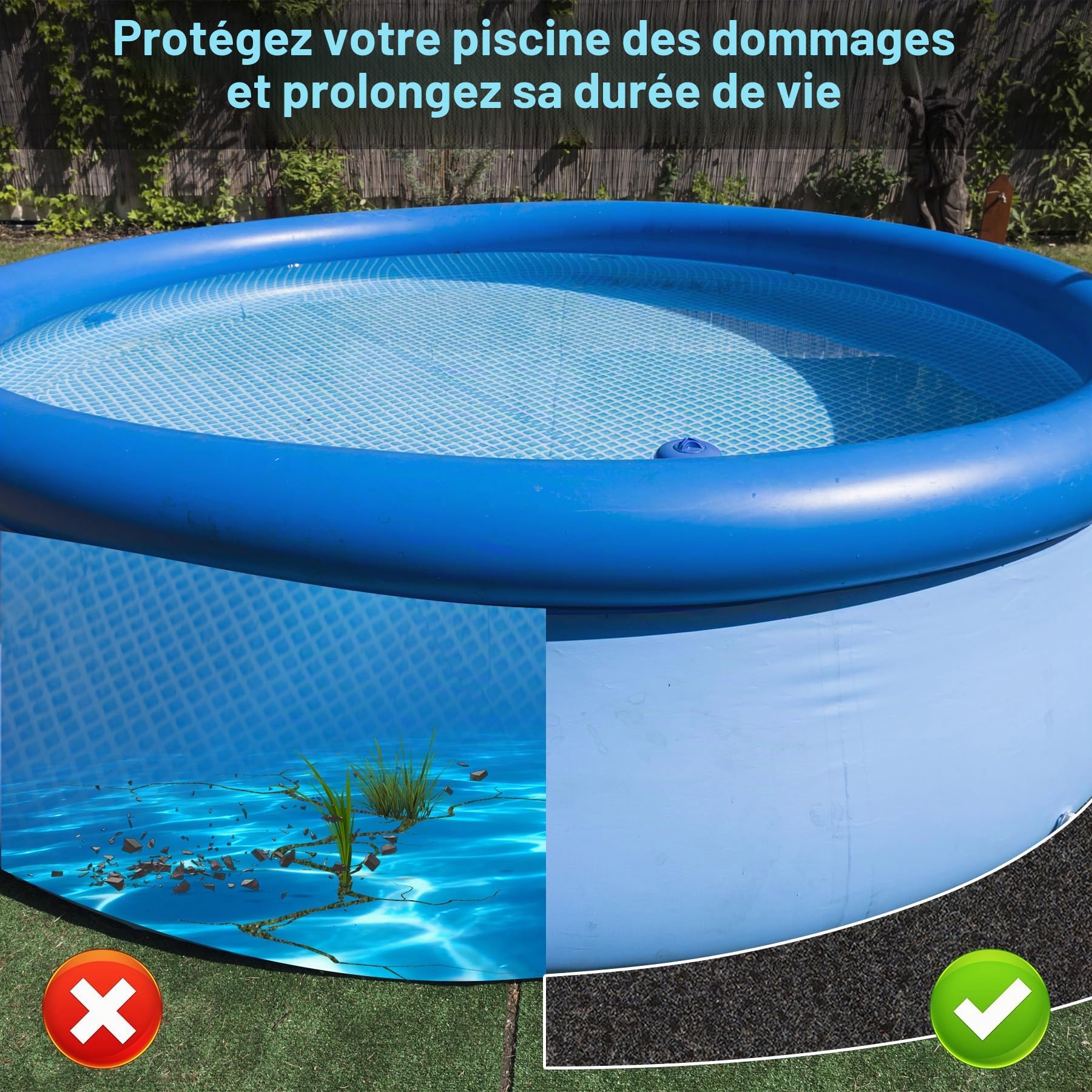 TZEKING Tapis de Sol pour Piscine 4m Rond, Bâche de Protection en Géotextile 200g/m², Antidérapant et Absorbant l'eau pour Piscine Hors Sol, Pliable et Résistant pour Jacuzzi et Spa