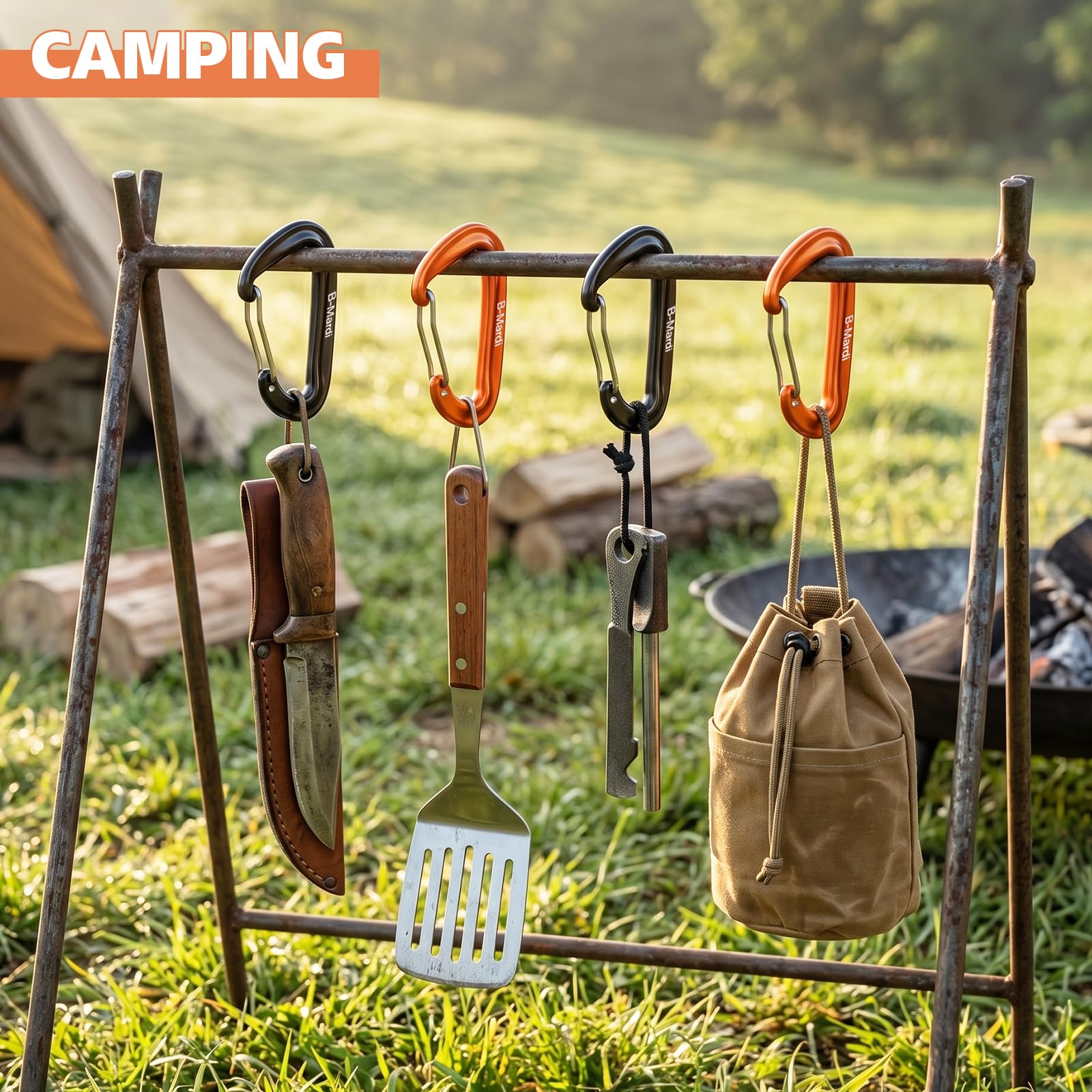B-Mardi Moschettone Heavy Duty,4 pacchetti,12Kn (3000 libbre) Caribeaners Heavy Duty,Alluminio Wiregate caribeener clip per amaca, portachiavi, campeggio, guinzaglio per cani, escursionismo e utilità