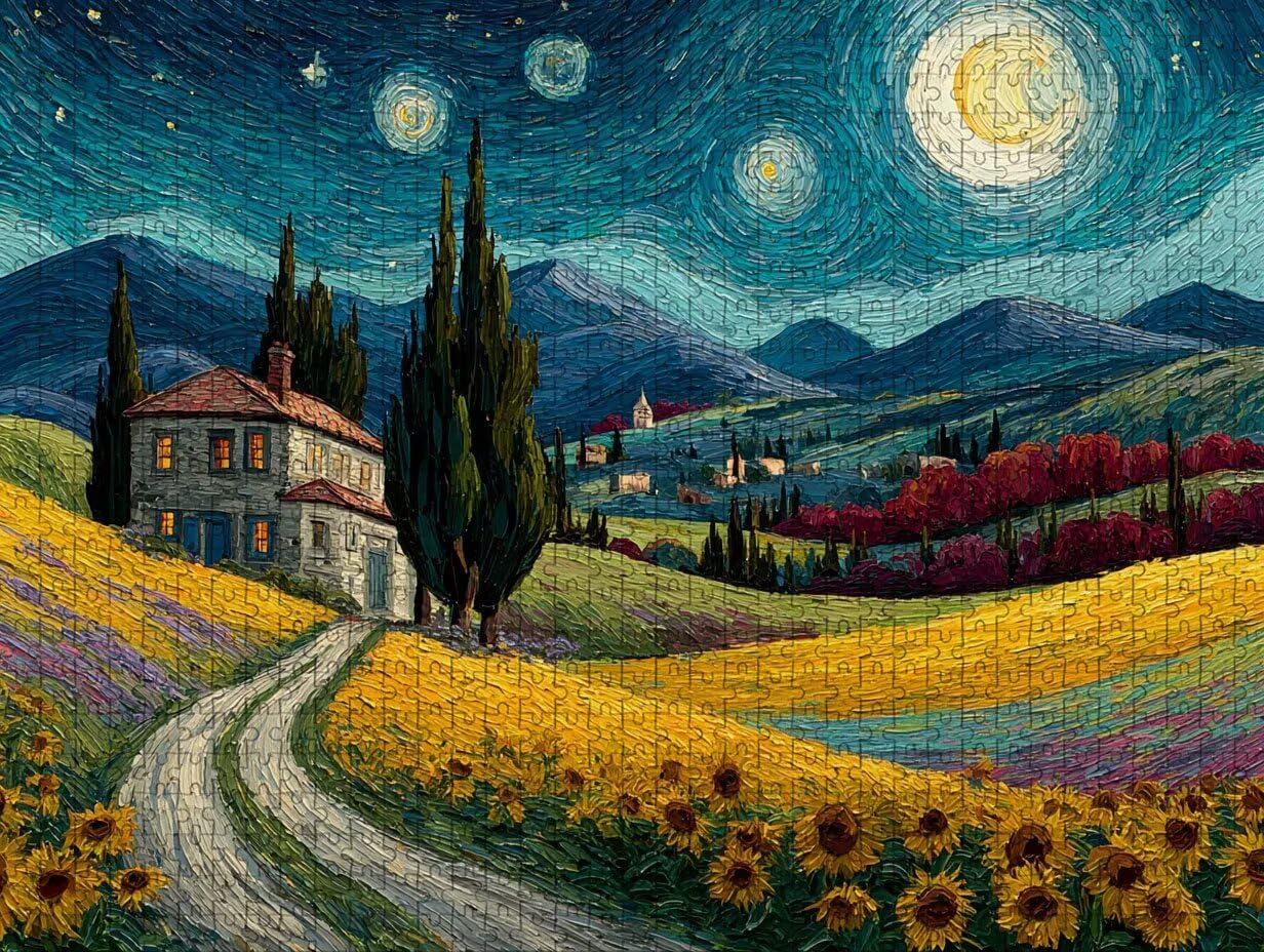 Campo Puzzle de 2000 Piezas para Adultos, Puzzle Madera con Caja 99x70cm, Rompecabezas Adultos de Alta Dificultad, DIY Juego de Rompecabezas, Pasatiempo Creativo, Regalo, (Cielo Estrellado) 9-6518