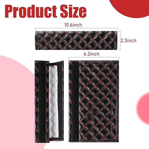 Miniatura 2 de Frienda 4 almohadillas para cinturón de seguridad de automóvil, suaves, elásticas, cómodas, duraderas, ayudan a proteger tu cuello y hombros (negro,