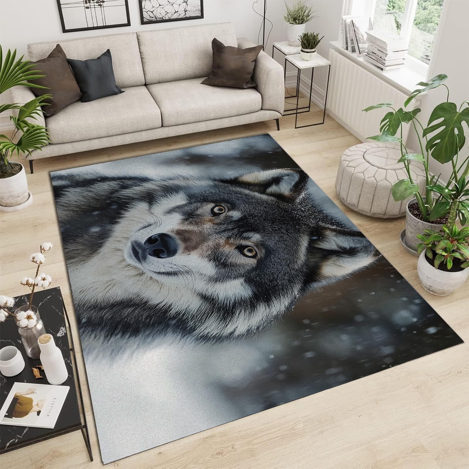 Tapis de salon antidérapant pour réchauffer une grande chambre