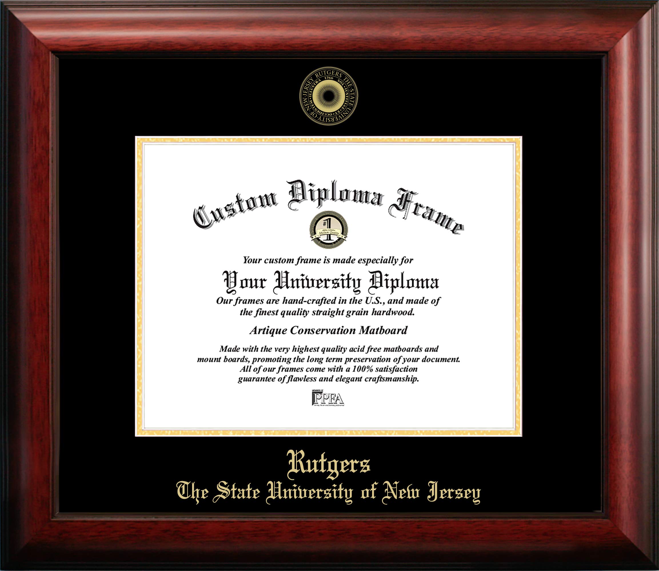 Campus Images Rutgers University, The State University of New Jersey, 11w x 8.5h Gold Embossed Diploma Frame