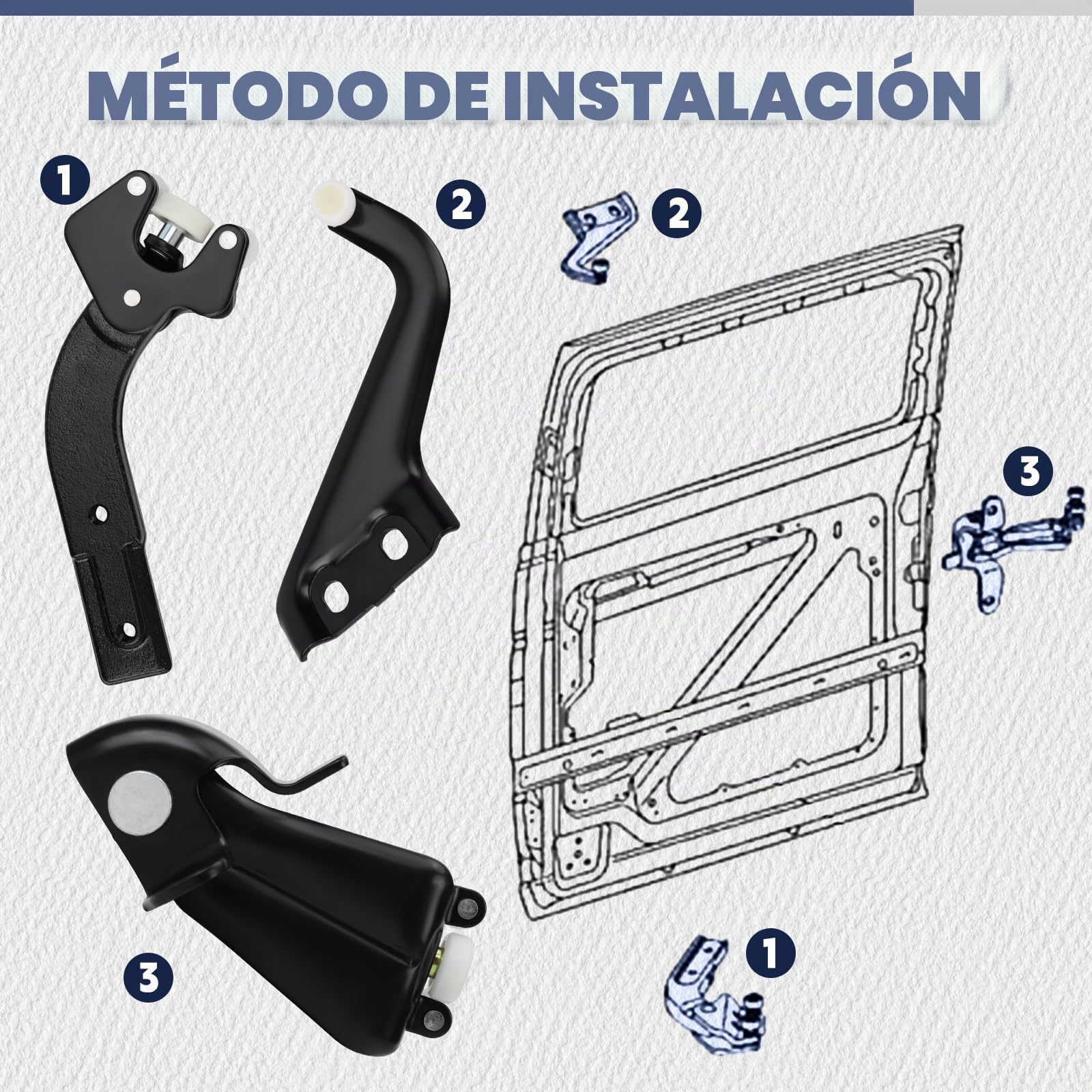 Juego de guías de rodillos para puerta corredera derecha para Mercedes-Benz Viano W639 2003-2022, guía de rodillos para puerta corredera, puerta lateral derecha para Vito/Mixto Van W639