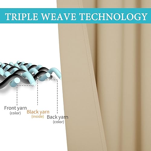 Miniatura 4 de RYB HOME Cortinas opacas para exteriores, 2 paneles de cortinas exteriores impermeables con aislamiento térmico para patio, porche, garaje, jardín,