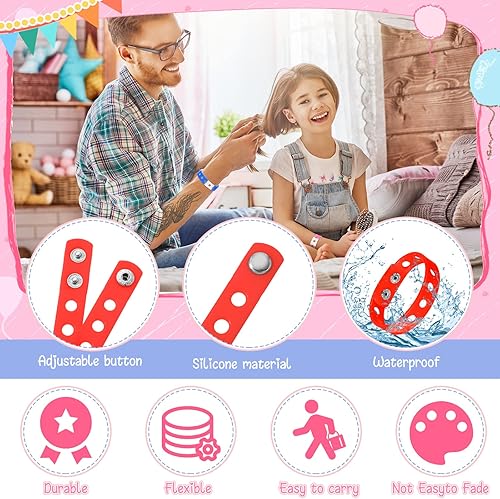 Miniatura 3 de Honoson 24 pulseras de silicona ajustables de silicona, bandas de goma a granel con agujero para nadar, identificar zapatos regalos de cumpleaños, 8