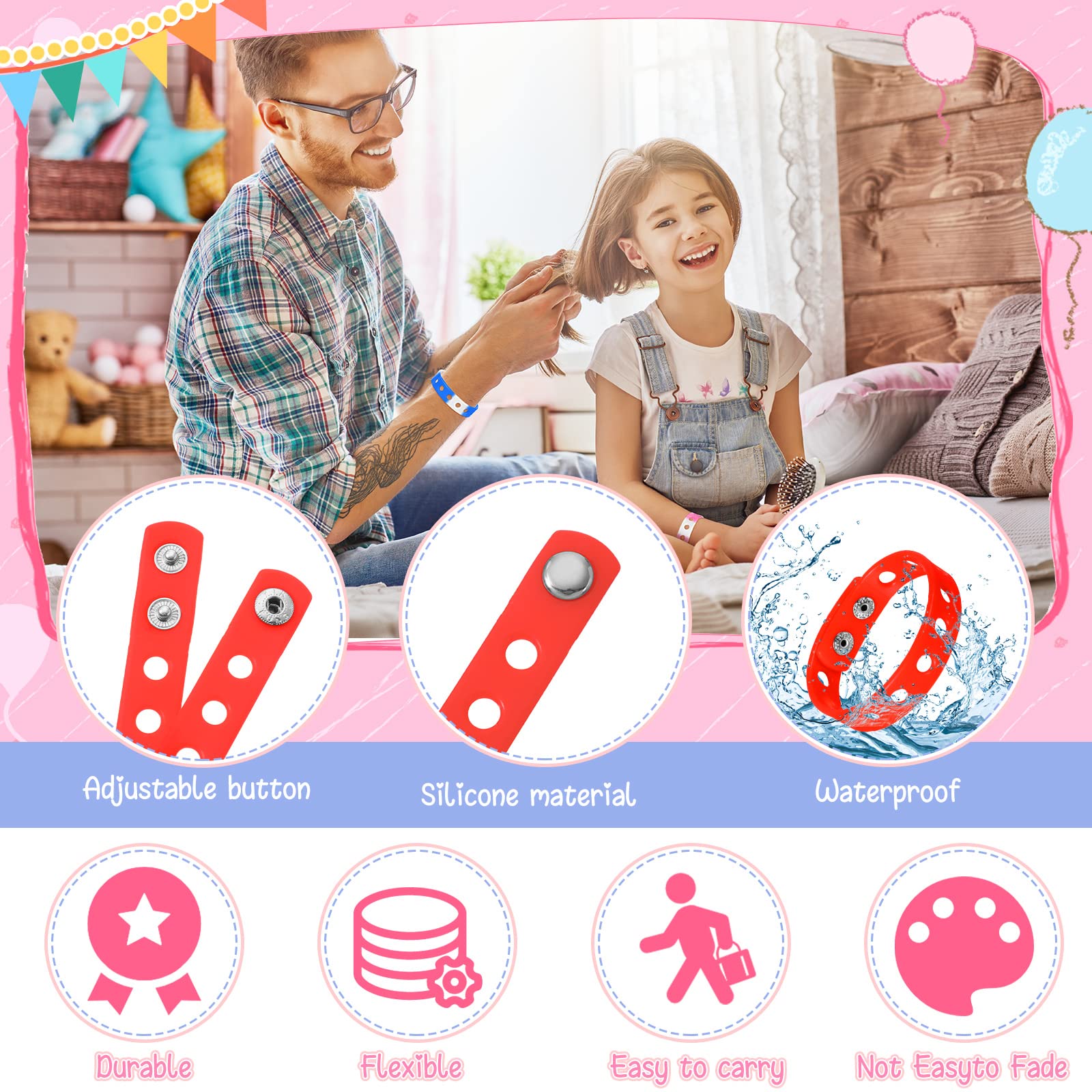 Amazon | Libima 48ピース 8色 シリコンリストバンド 8インチ 調節可能