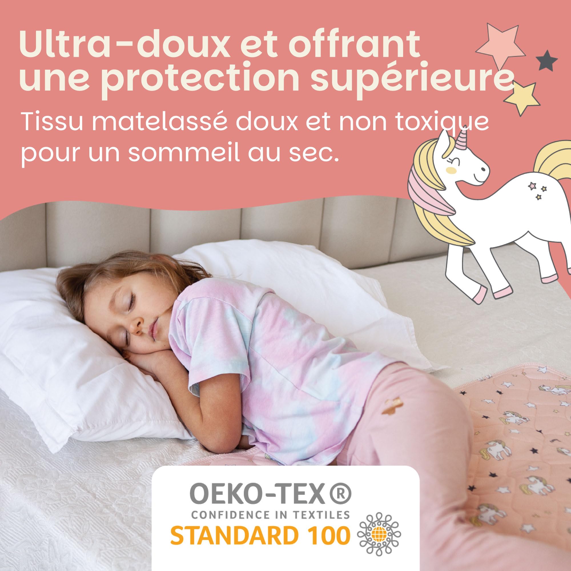 Lynmark® Alaise pour Matelas, Protège Matelas Imperméable pour Apprentissage de la Propreté, Couvre et Protège-Matelas Lavable pour Lit d’Enfant et Lit 1 Personne, Motif Licorne