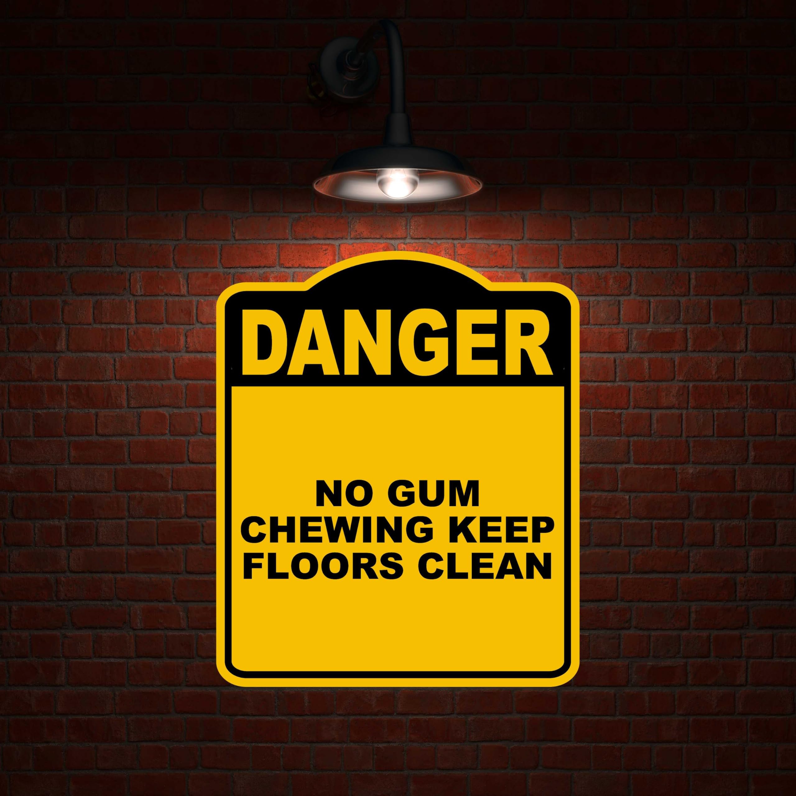 NO GUM CHEWING KEEP FLOORS CLEAN Danger Yellow Black Aluminum Composite Sign 8.5 x 10 inches