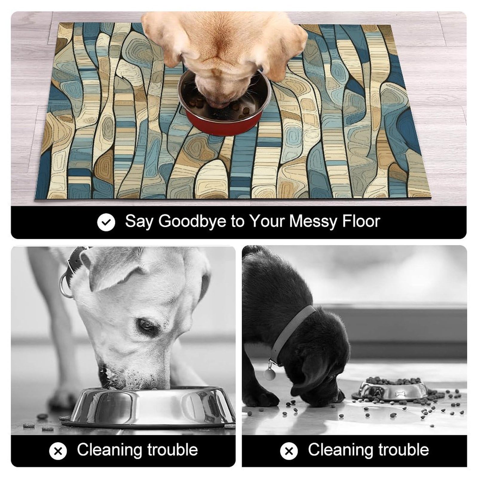 Tapis de nourriture pour chat - Tapis d'alimentation antidérapant - Facile à nettoyer pour la nourriture et l'eau - 61 x 81,3 cm