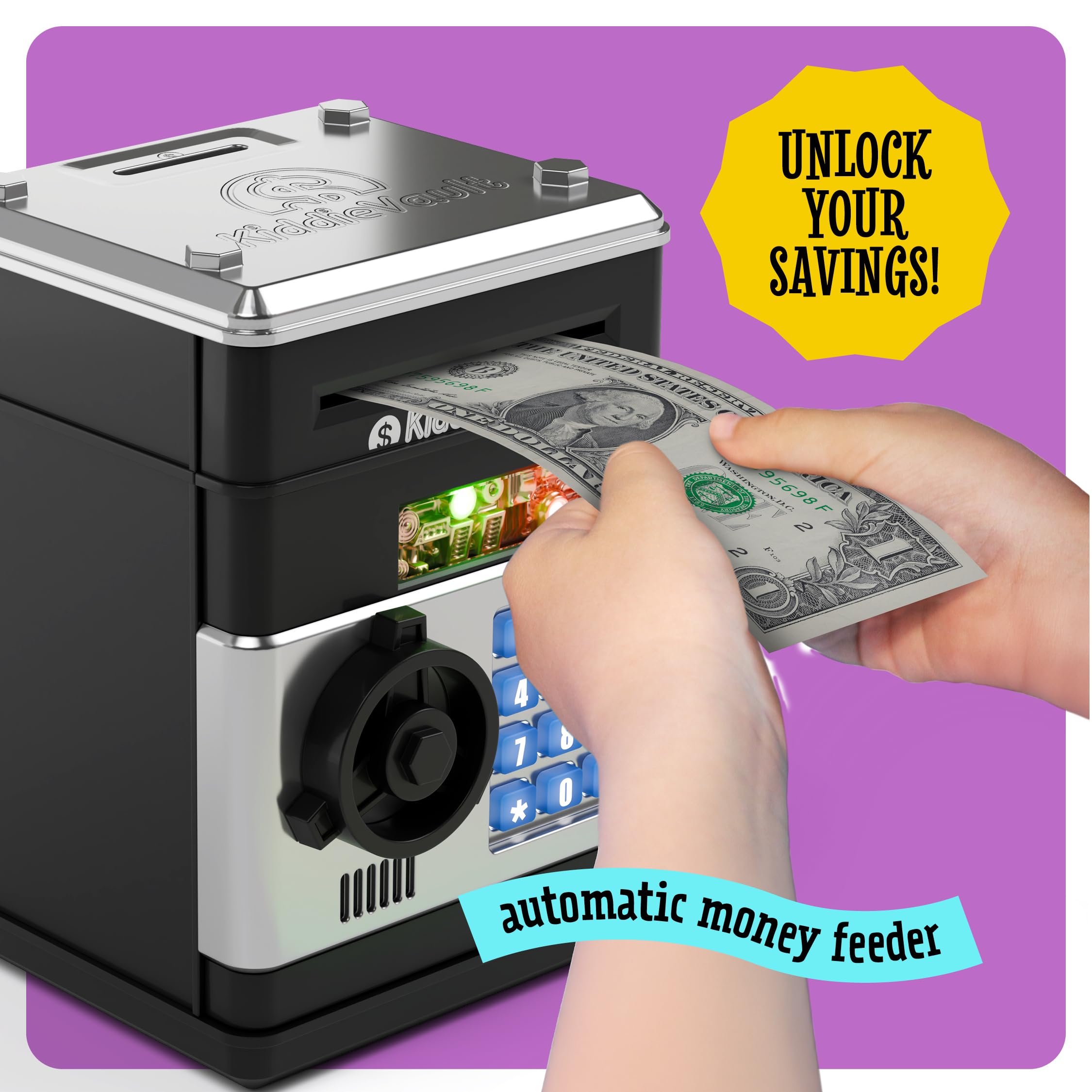 Piggy Bank for Kids - Electronic Money Saving Box w/Code- ATM Safe - Toy Coin Bank - Boys Toys for Age 3, 4, 5, 6, 7, 8, 9 - Birthday Gifts for 8, 9, 10, 11, 12 Year Old Boy and Girl