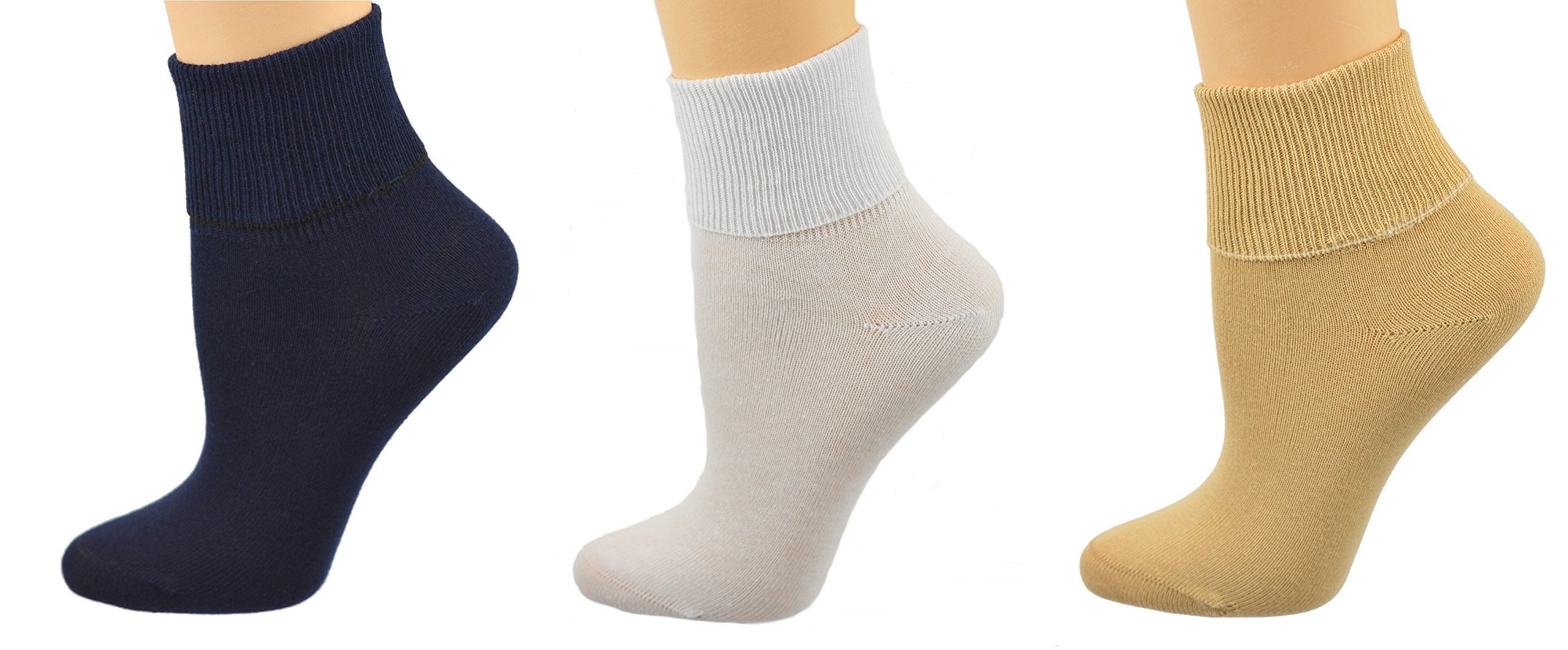 Sierra Socks Women's Cotton Diabetic Ankle Socks, 3 Pair