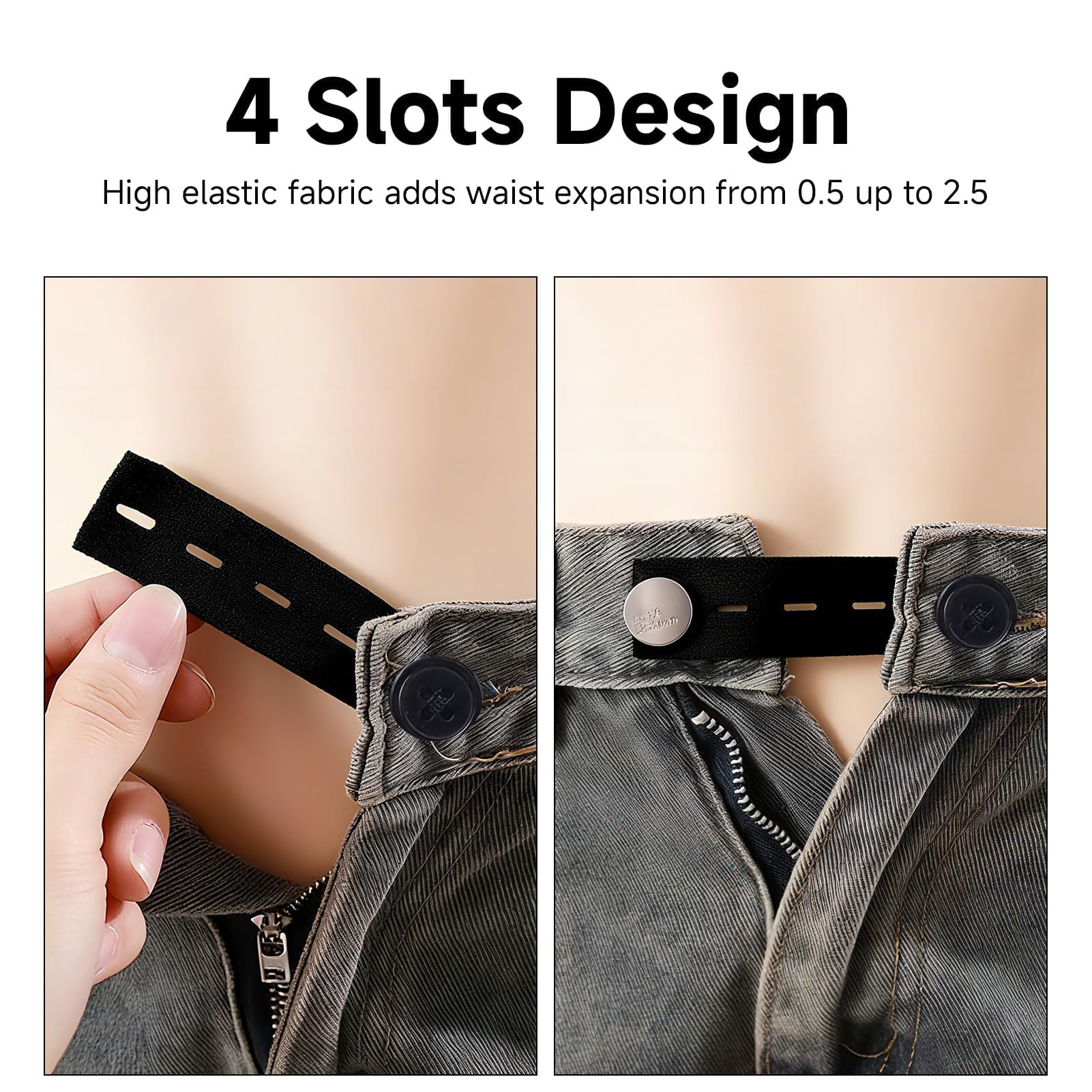 10 Piezas Extensor de Cintura para Pantalones, Botones Ajustables en Negro/Azul/Blanco/Caqui/Gris, Ideal para Embarazadas y Ajuste de Ropa, Alargador de Cintura para Hombre y Mujer