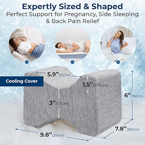 Miniatura 5 de 5 STARS UNITED Almohada de rodilla para personas que duermen de lado, alivio del dolor de cadera, funda refrescante, cojín de espuma viscoelástica