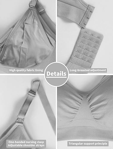 Miniatura 6 de iLoveSIA Paquete de 3 brasieres de lactancia y bombeo todo en uno manos libres negro  gris  beige talla M