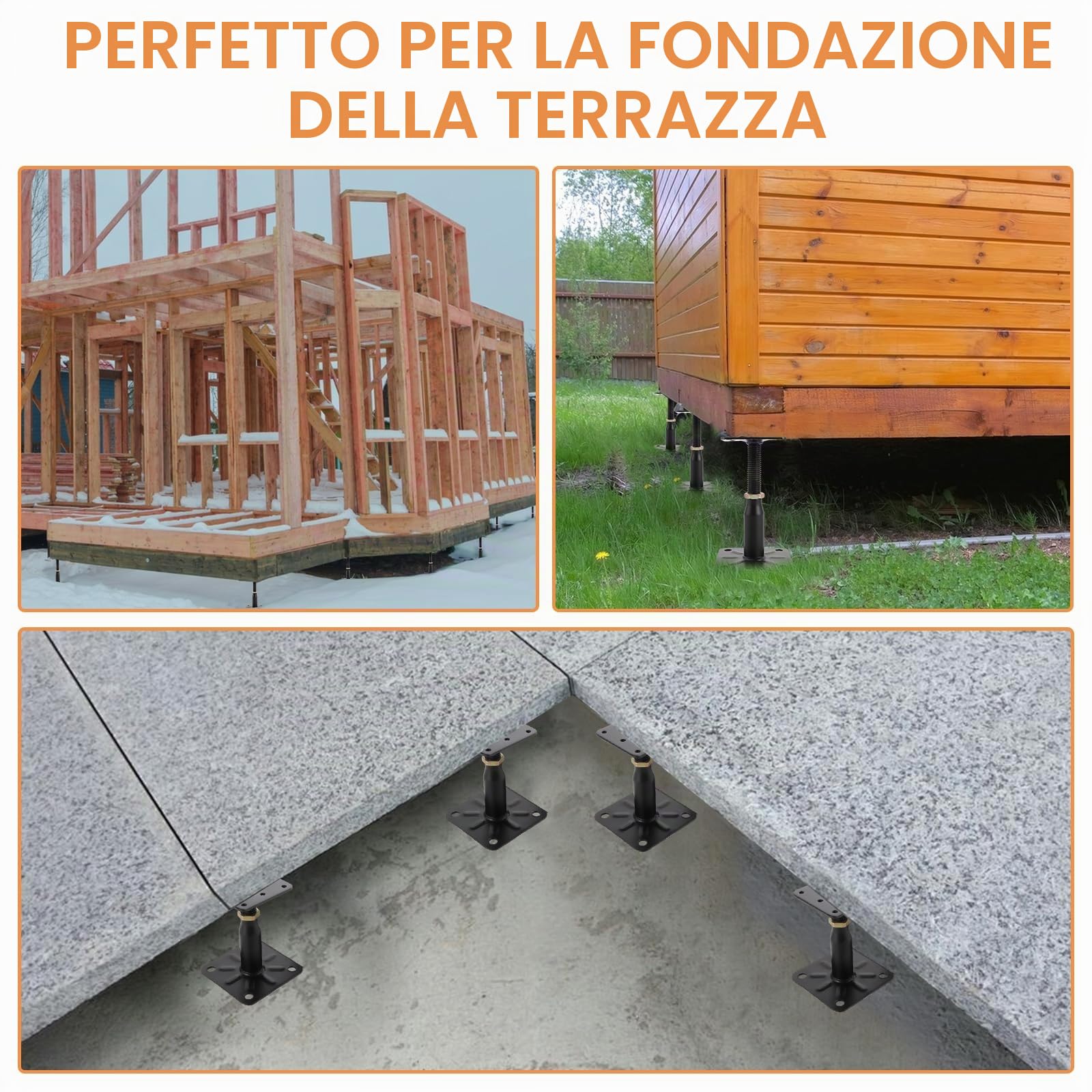 SENENQU 4 Pezzi Supporto per Pali in Legno Nero Regolabile 100-150 Mm, Supporti per Pali in Acciaio Zincato 75x95 Mm, Staffe per Tettoia Esterna, Pergola e Recinzione