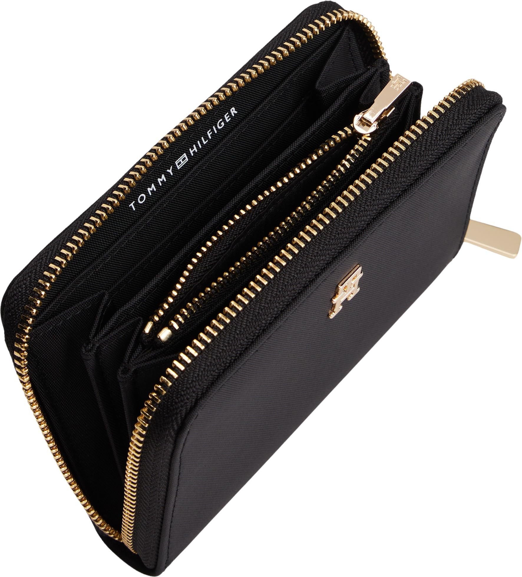 TOMMY HILFIGER Damen TH ICON MED ZA Nylon AW0AW17741 Geldbörse mit umlaufendem Reißverschluss, Schwarz (Schwarz), Einheitsgröße, Schwarz (Schwarz), One Size