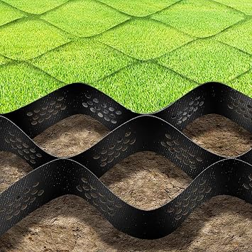 Geogrid Gravel Geo Grid, 4 Inch High Permeable Pavers, 3ft 6ft 10ft 13ft 16ft 20ft 23ft 26ft 29ft 33ft Long Gravel Stabilizer, Easyhold for Gravel, Pavers for Landscaping Size 6x23 FT/2x7 m