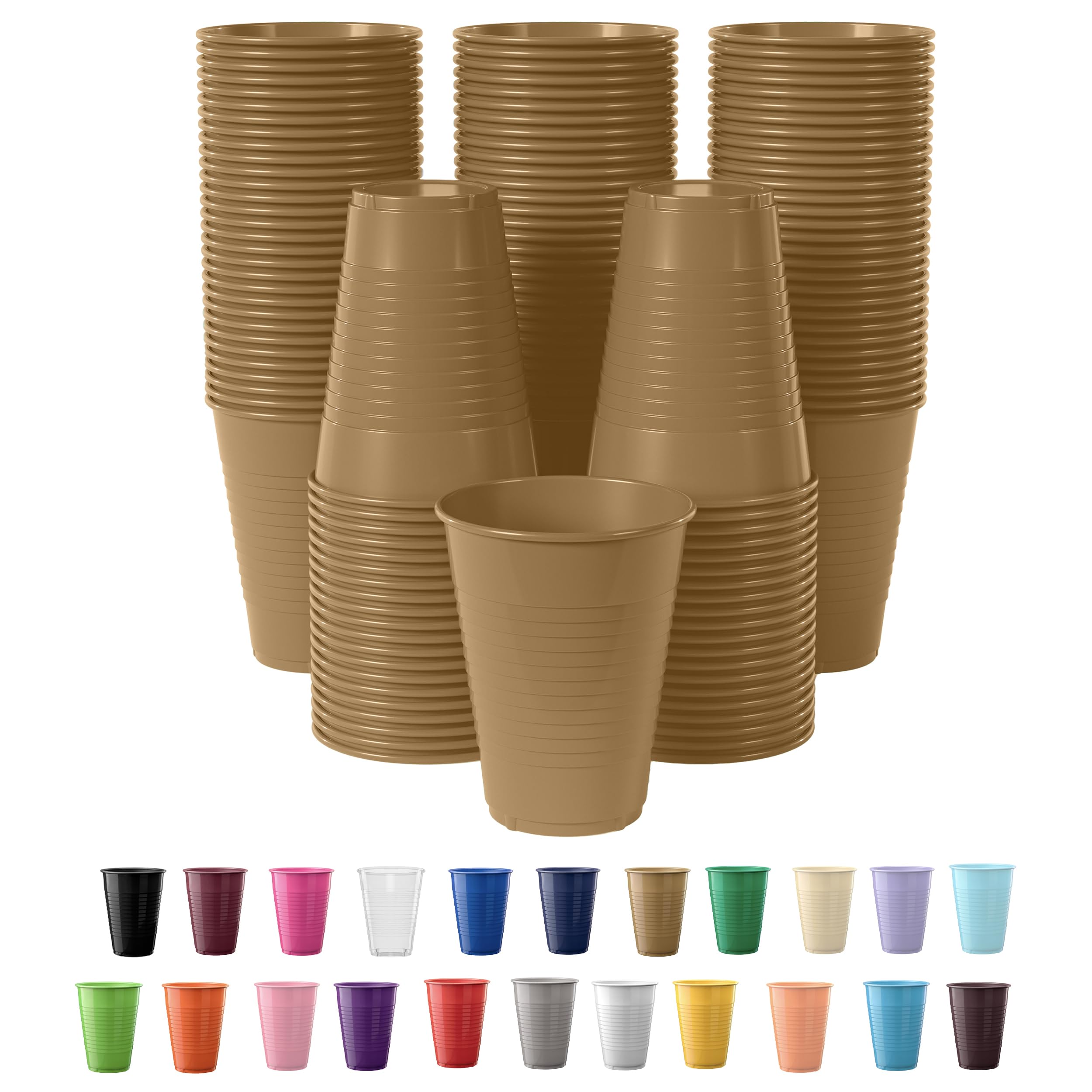 Exquisite Party Solids 12 Oz Gold Plastic Cups For Party Supplies 50 Pack | Gold Disposable Cups Plastic | Disposable Drinkware For Parties, Events &