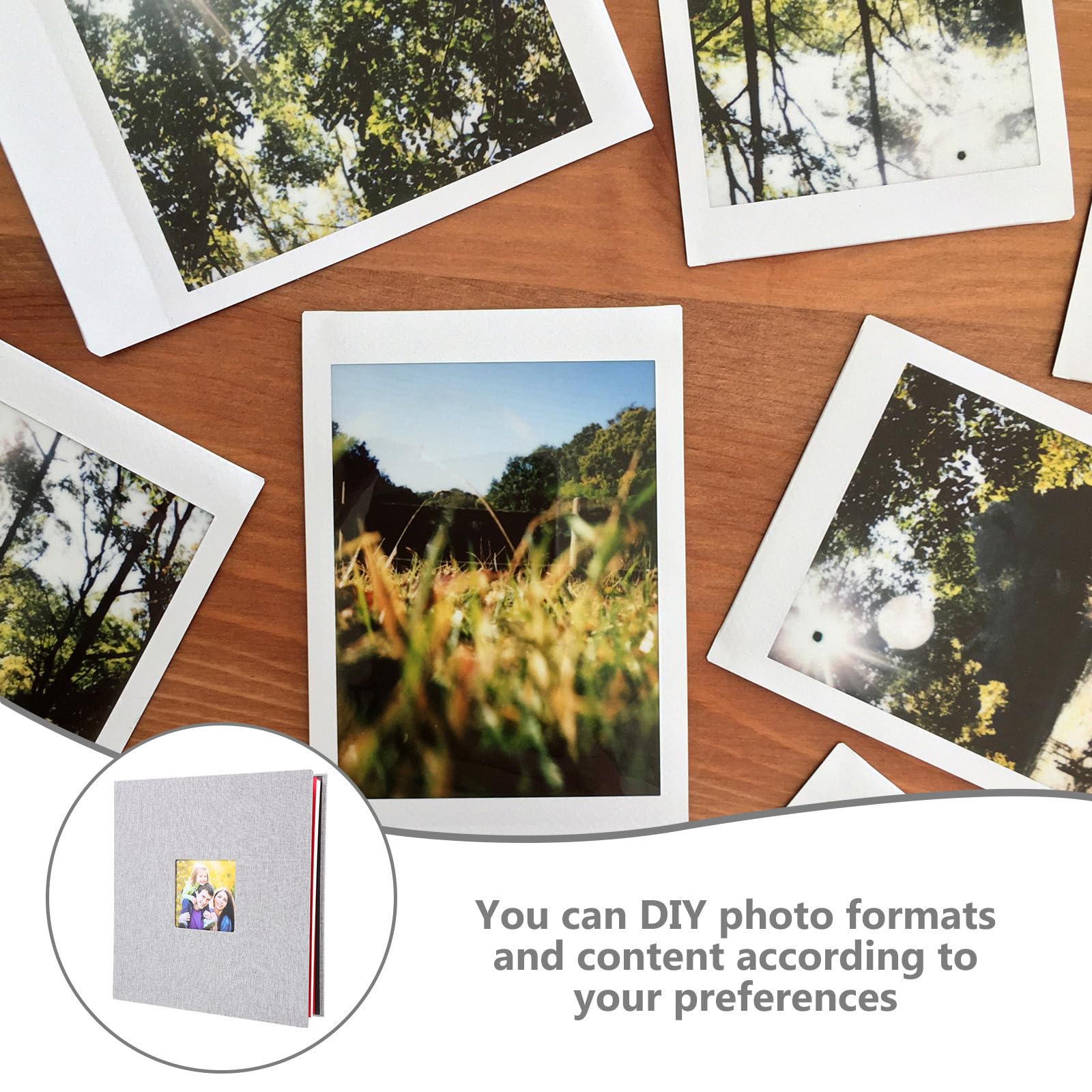 Álbum de Fotos de Lino Autoadhesivo, Libro Creativo DIY para Recuerdos