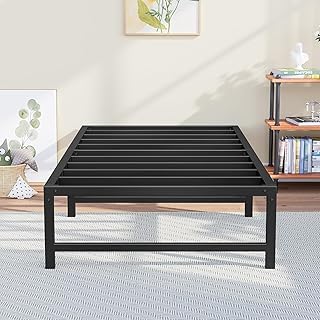 Yornoli 3ft Single Bed Heavy Duty Steel Slats Single Metal Bed Frames with 31.5cm Platform Storage for Adult No Box Spring Needed Easy Assembly Noise-Free Non-Slip 800kg Load-Bearing,(BF03-BK)