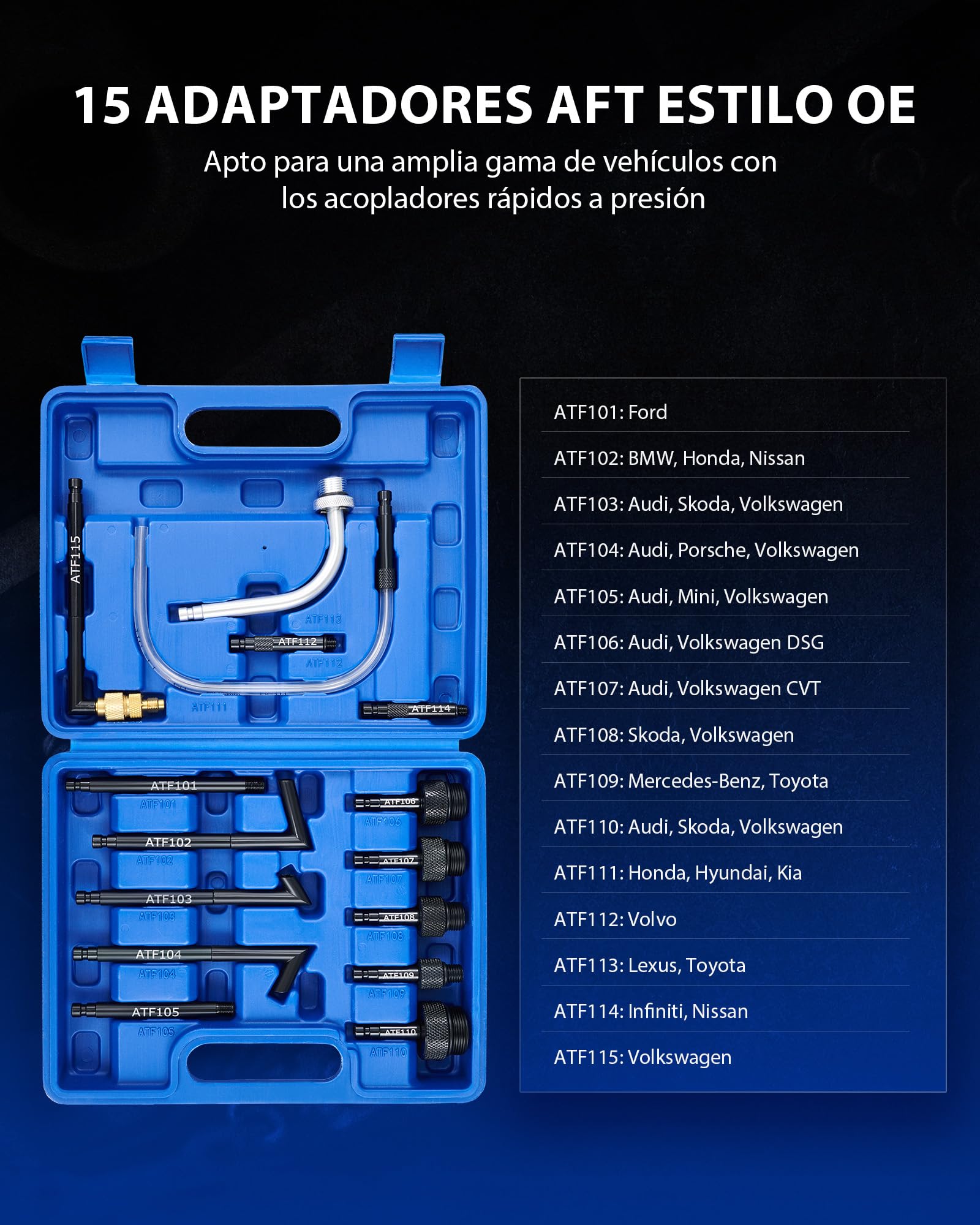 Orion Motor Tech 7,5L Bomba de Llenado de Aceite para Transmisión de Caja de Cambios Máquina de Llenado de Aceite con 15 Adaptadores Dispositivo de Llenado de Aceite para Coches