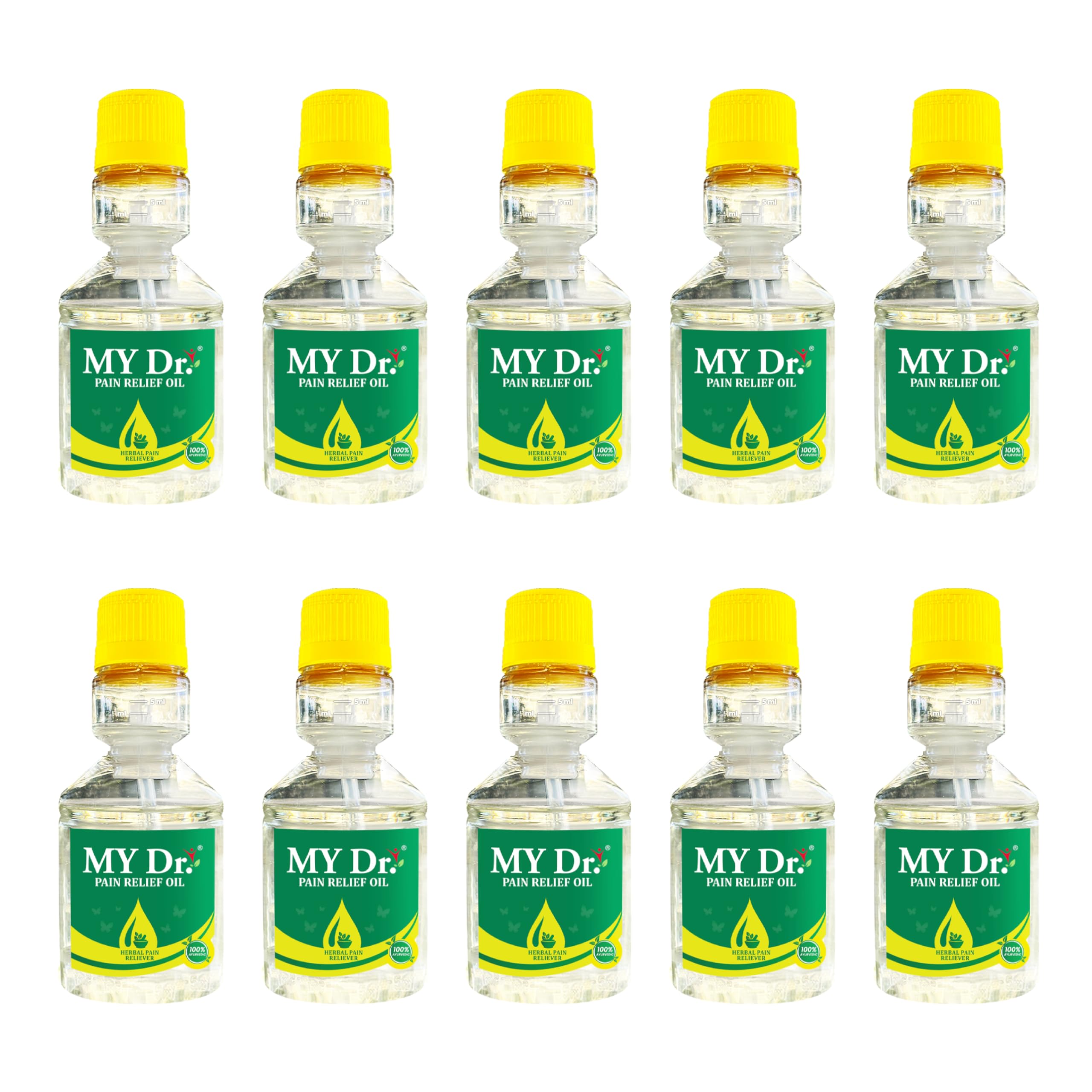 My Dr.® Pain Relief Oil – Ayurvedic Oil for Joint, Knee, Back, Neck, Shoulder, Ankle, Elbow, hip & Muscle Pain | Fast & Long-Lasting Relief from Arthritis, Sciatica, Stiffness & Chronic Pain | Non-Sticky & No Massage Required | Enriched with 9 Herbs | Easy-to-Use Press & Pour Pack | 60ml Pack of 10