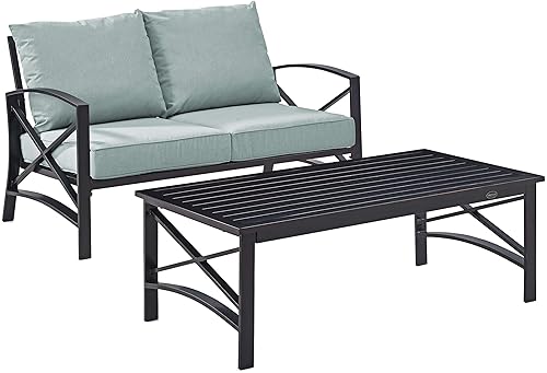 Crosley Furniture Kaplan 2-Piece Outdoor Coffee Table and Loveseat Patio
