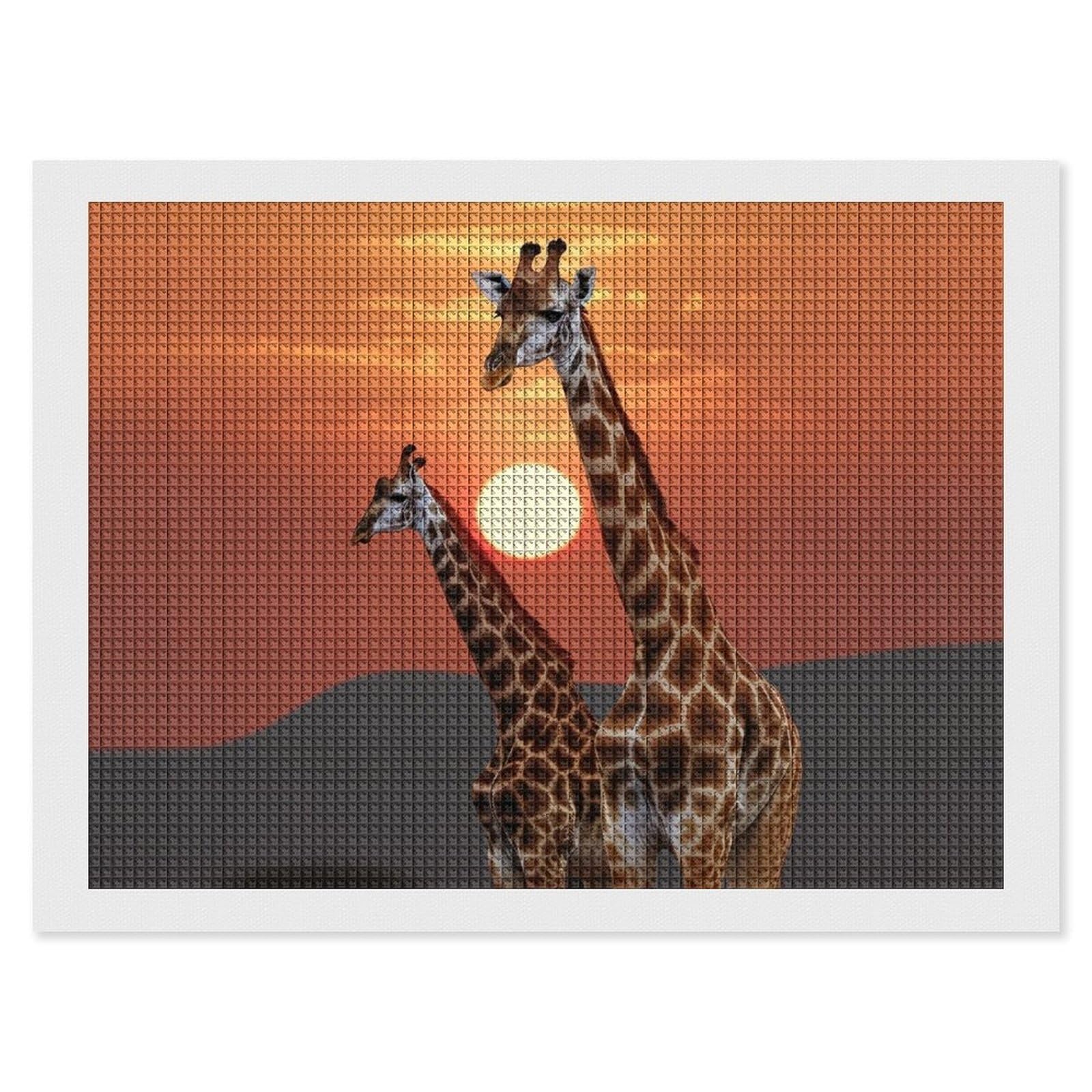 Giraffe at Sunset Diamond Art Kits for Adults, DIY 5D Diamonds Painting Kits for Beginner, Round Full Drill Diamond Dots Painting, 12"x16" Diamonds Pictures Gem Art and Crafts Wall Decor