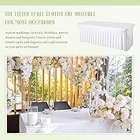 Vista 7 de Newwiee 3 piezas de falda de mesa de elastano para mesas rectangulares de 6 pies, mantel plegable de 6 pies, resistente a las arrugas, con volantes