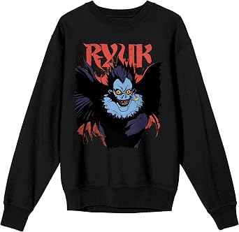 Bioworld Death Note Ryuk Crew Neck Long Sleeve Adult Black Sweatshirt