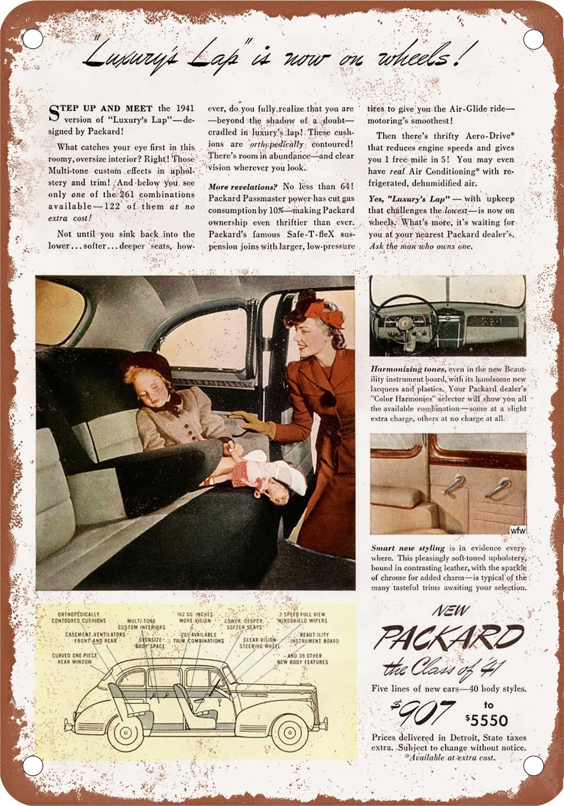 METAL SIGN - 1941 Packard Vintage Ad 06 - Old Retro Rusty Look home decor