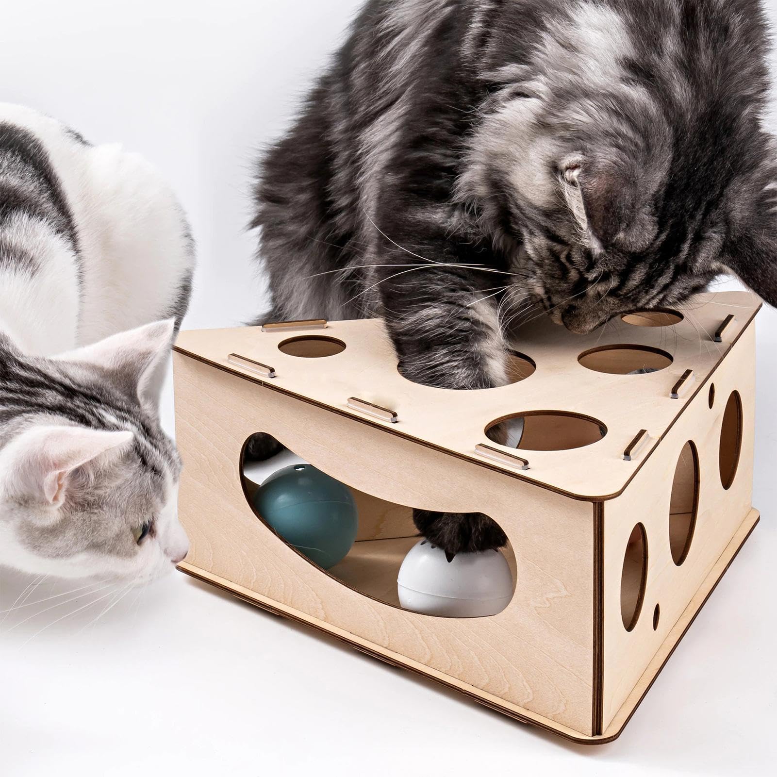 Katzen Labyrinth Spielzeug Aus Holz - Interaktiv Ge Produktbild-Vorschau 3