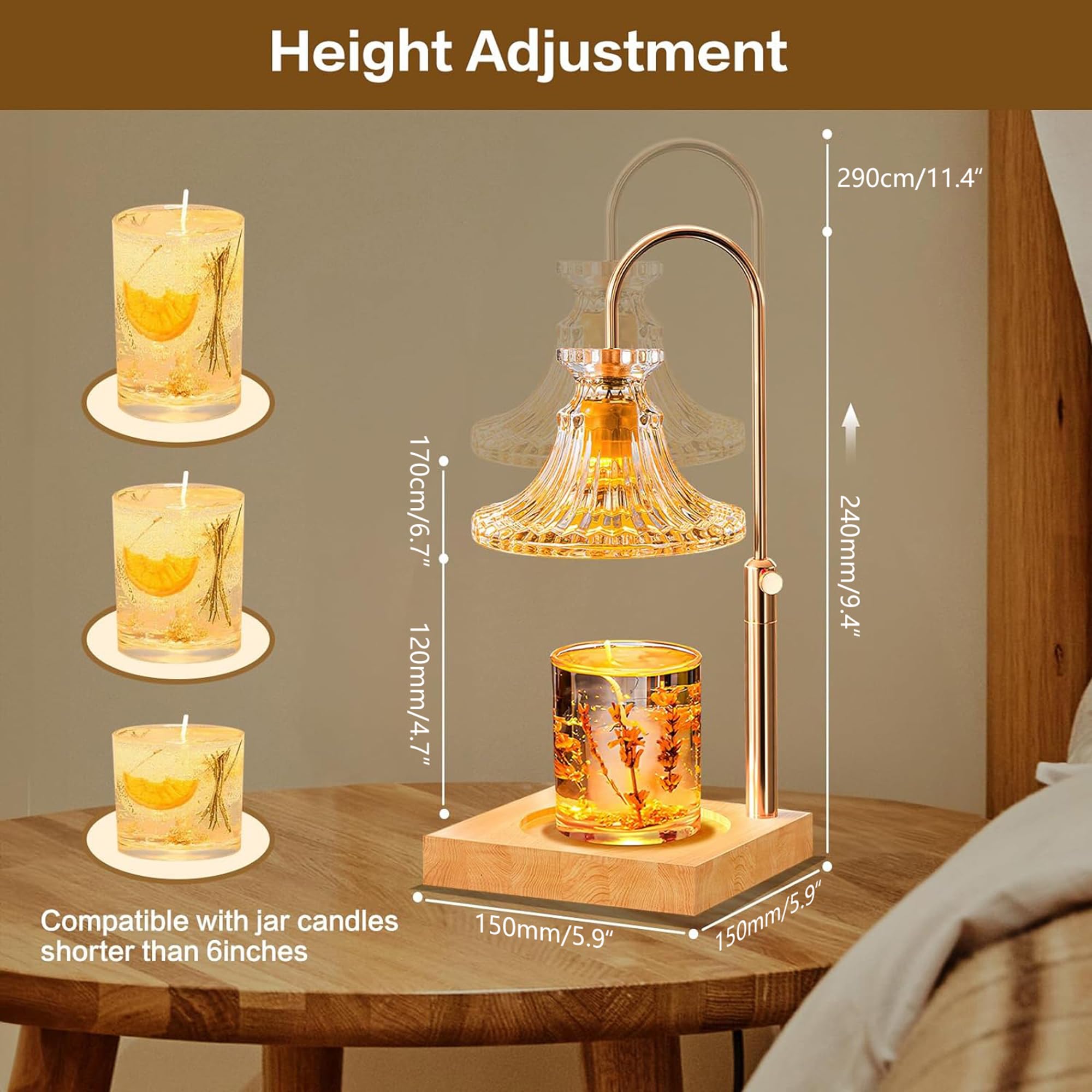 Lampada di Fusione della Cera di Candela, Lampada Scaldacandela Aromatica, Funzione Timer Decorativa, Dimmerabile per la Casa Timing Base in legno massello