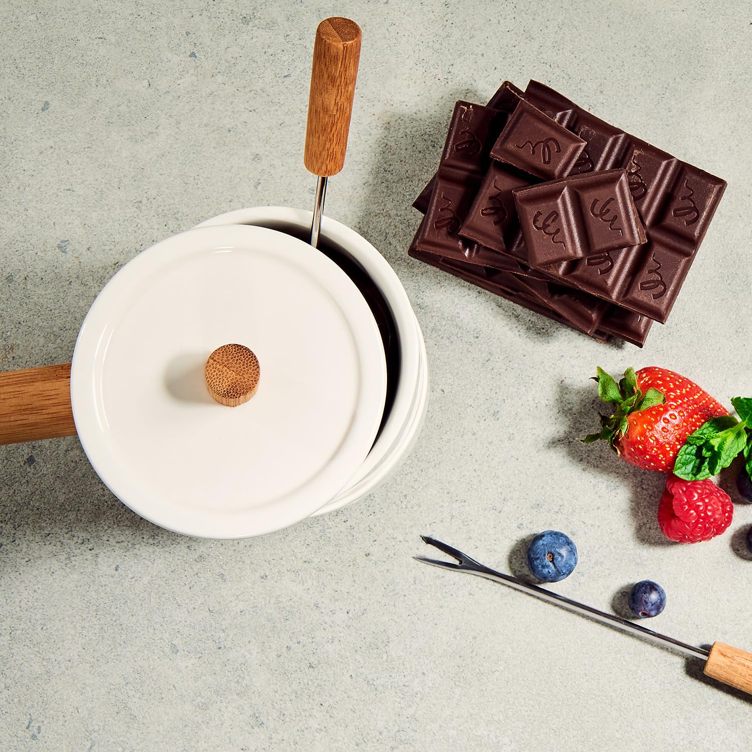 BUTLERS Schokofondue Tasse für Teelicht 250ml Herzen Schokoladenfondue 2 Personen Fondue-Set Porzellan Teelichthalter -HOT CHOC- Fondue Tasse zum Schokolade Schmelzen Weihnachten Mini Schokobrunnen