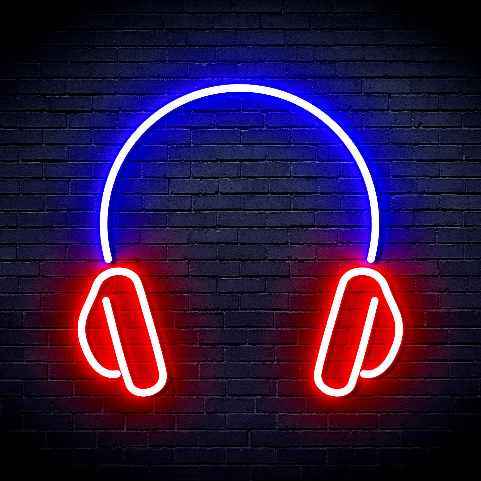 ADVPRO Headphone Flex Silicone LED Neon Sign - Red & Blue - st16s44-fnu0033-rb