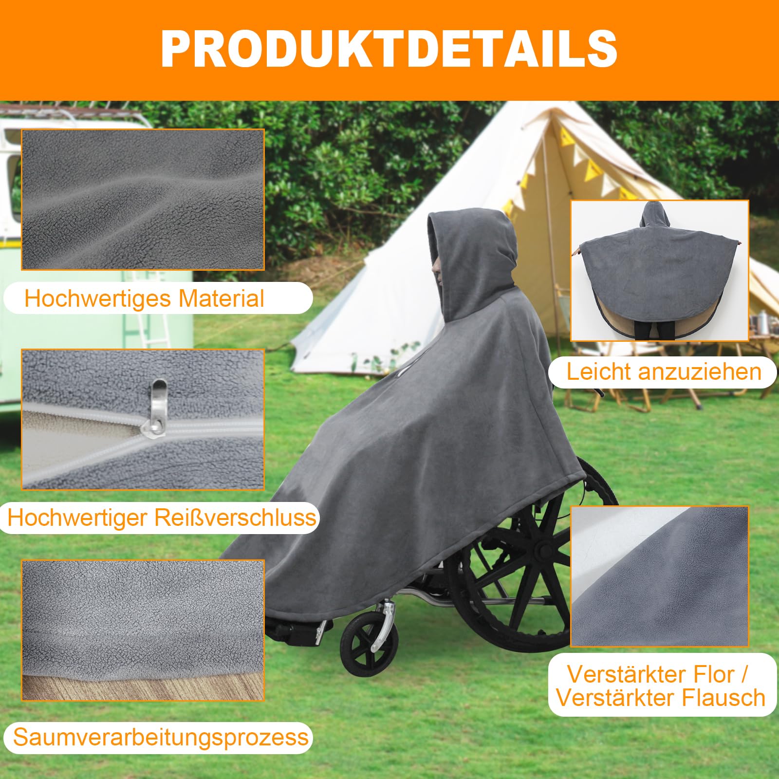 Manta para silla de ruedas Cape Winter | Manta para silla de ruedas | Manta para silla de ruedas | Ponchos adultos con capucha
