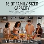 Granitestone 16Qt Extra Large Glass Air Fryer Non Toxic – Family Sized 4 in 1 Cooker with 3 Cooking Sections, Stainless Steel Racks for Fries, Chicken, No Preheat, Self Cleaning, Dishwasher Safe