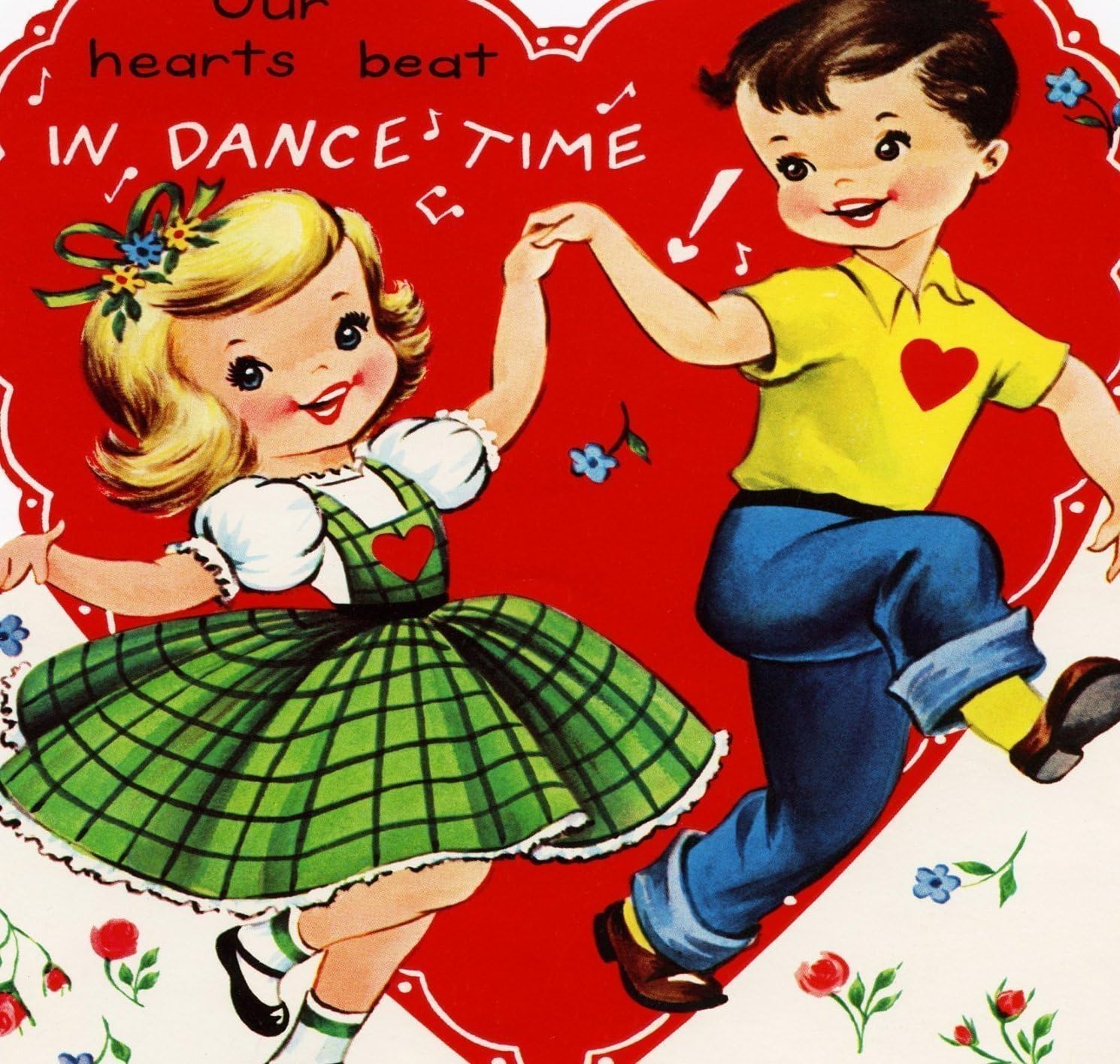 Throw Pillow Case 18 x 18 Inch Retro Vintage Boy Girl Sing Dance Music Sweet Heart Flower Valentine Love Romance Fun Cushion Cover
